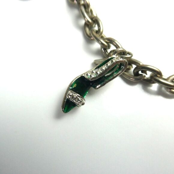 Christmas Holidays Charm Bracelet Dangle Purse Shoes Bag Rhinestone Toggle 8" - Picture 3 of 6